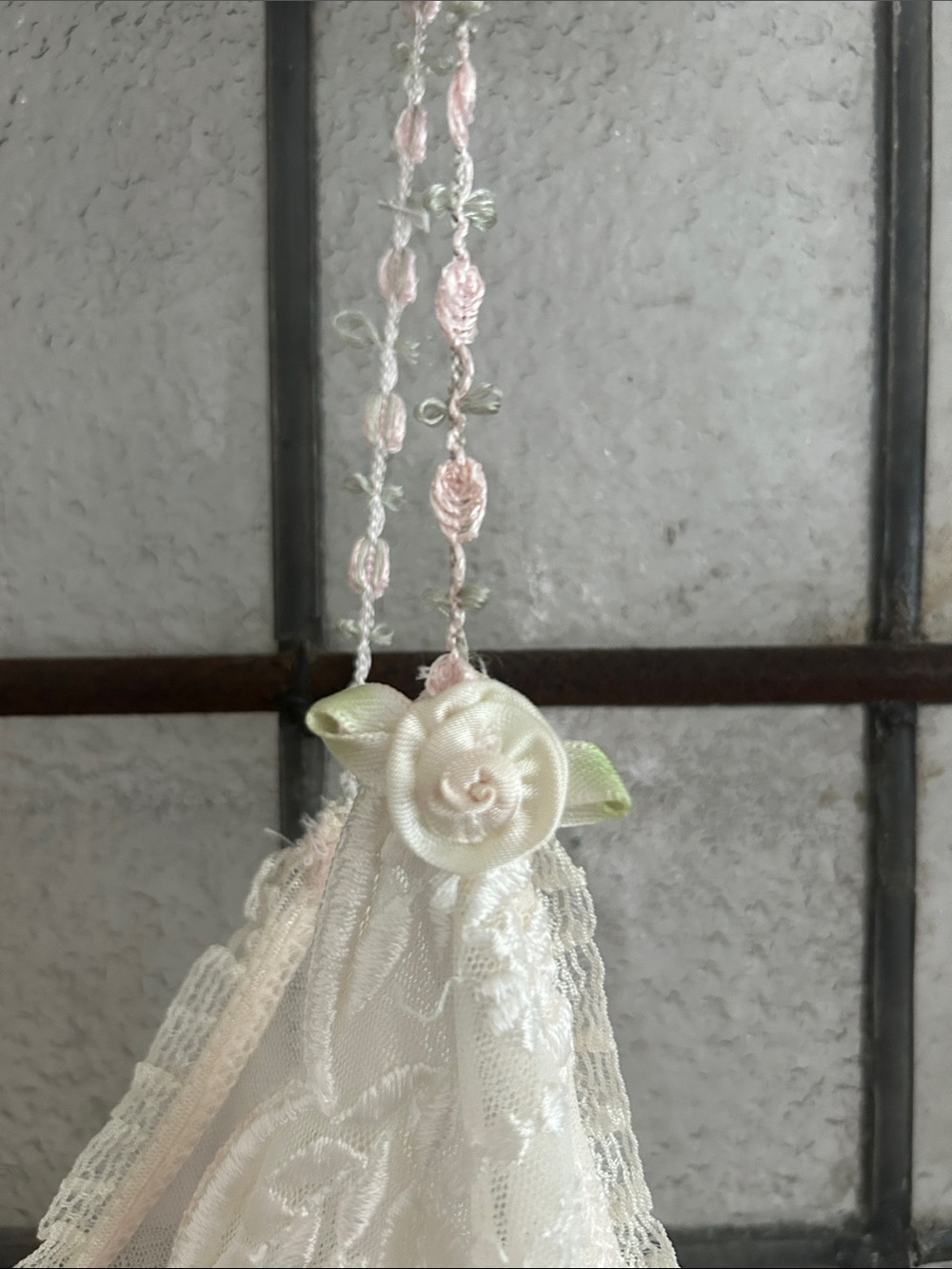Claire Pettibone  Sheer Lace Chemise Slip in Ivory with Pink Accents - Picture 4 of 7
